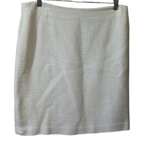 Elements G Vintage Off White Textured Tweed Pencil Skirt Office Career Medium